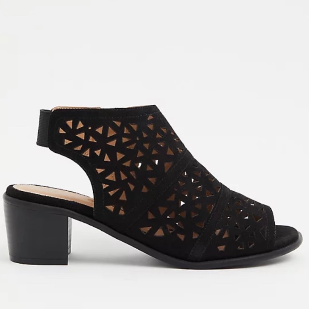 Black Faux Suede Laser Cut Shoe/Bootie - Torrid